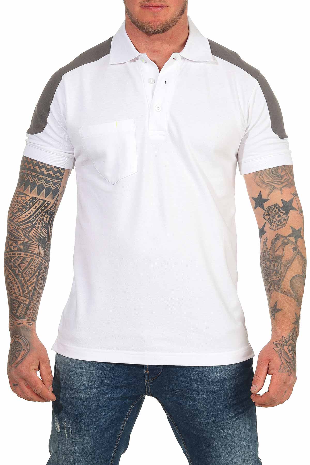 Herren Arbeits Poloshirt Weiss