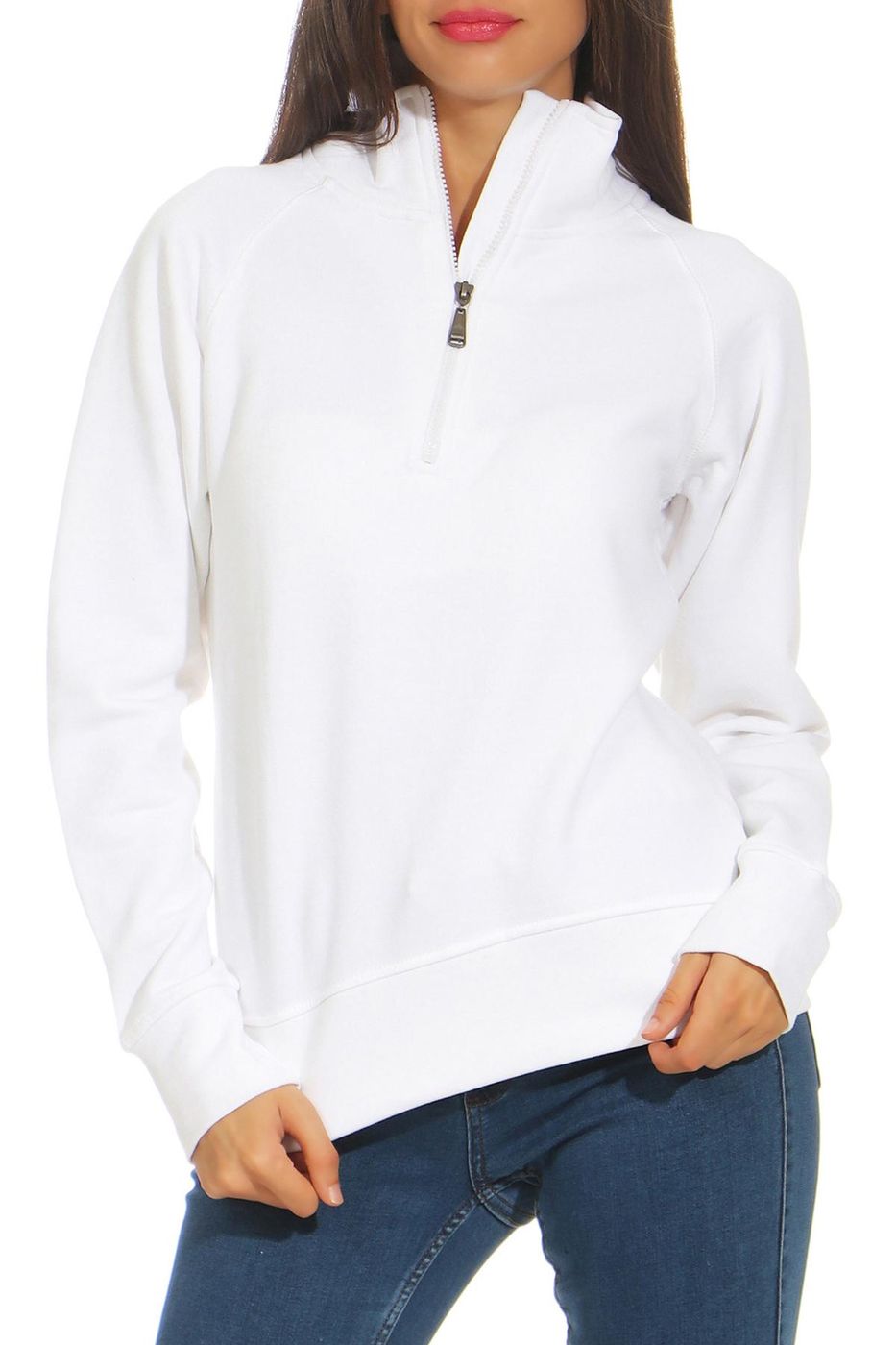 Damen Troyer aus Baumwollmischung in Weiß