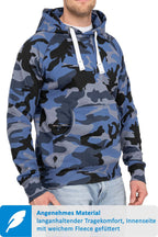 Herren Pullover Camouflage Hoodie Blau