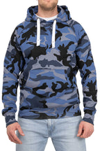 Herren Pullover Camouflage Hoodie Blau