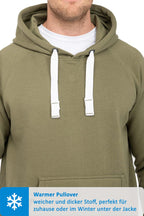 Kapuzensweatshirt mit breiten Bändeln in Olivgrün