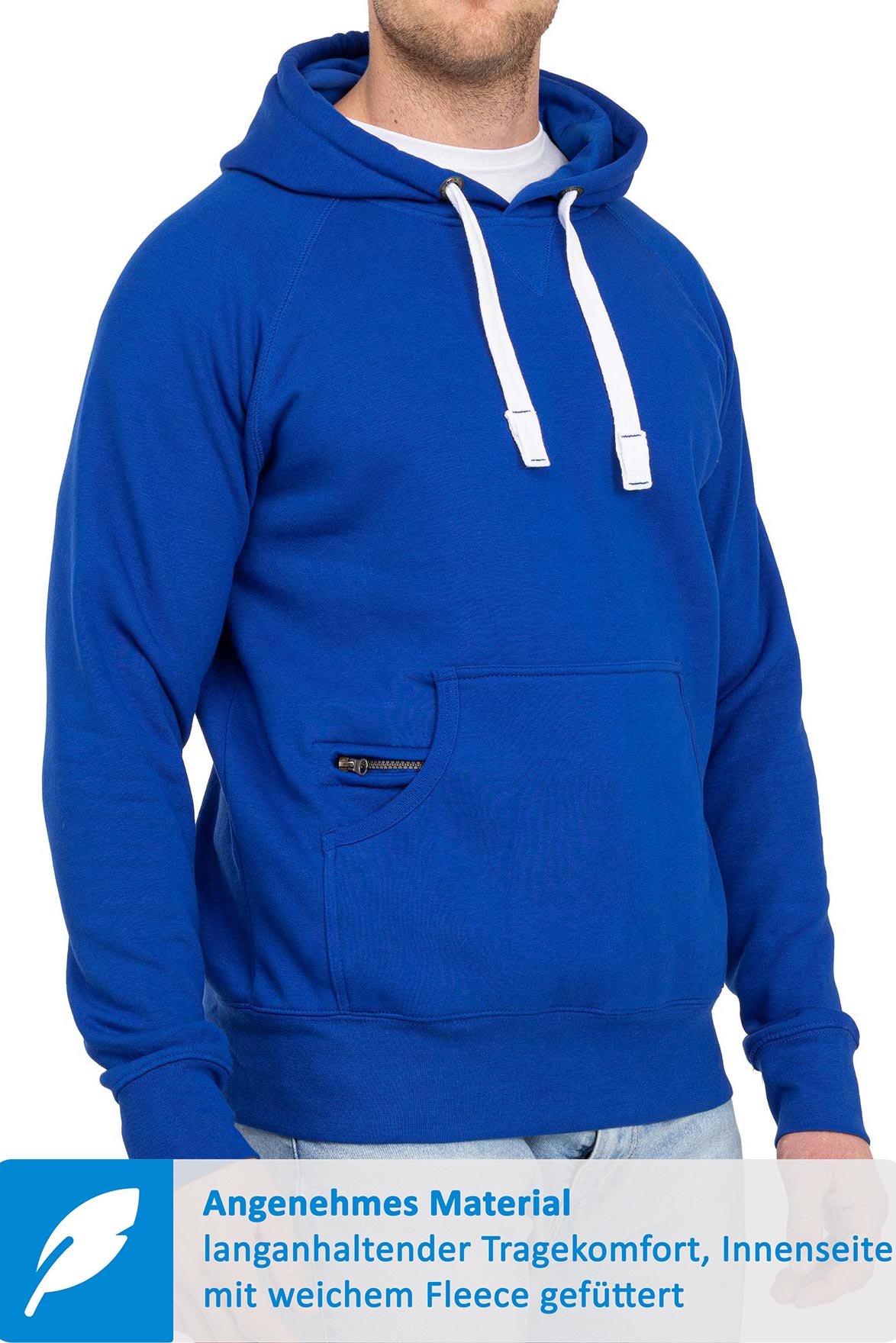 Hoodie für Männer mit Fronttasche in Blau