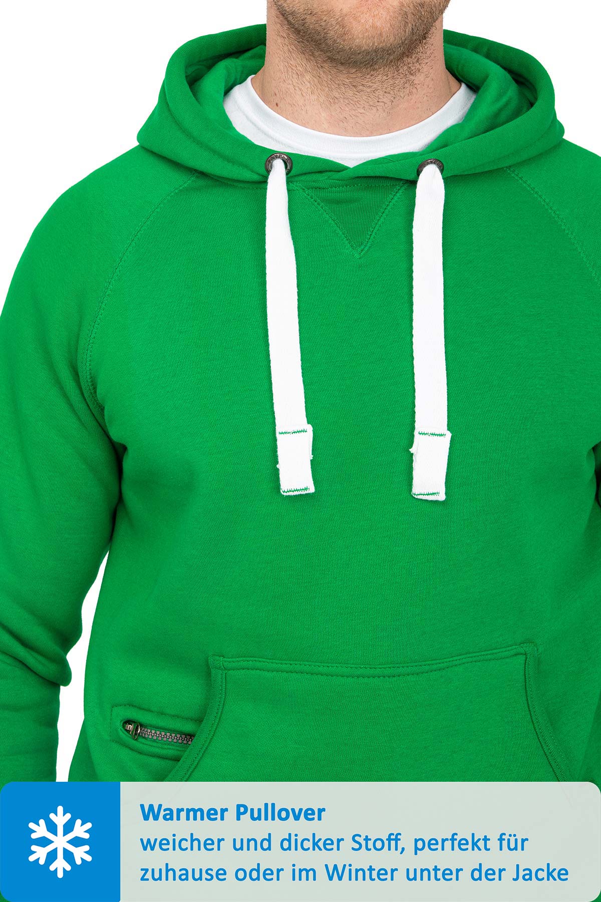 Kapuzensweatshirt mit breiten Bändeln in Gelbgrün