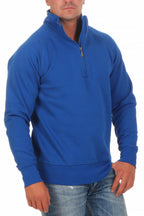 Herren Pullover mit viertel Reißverschluss robust Basic in Blau