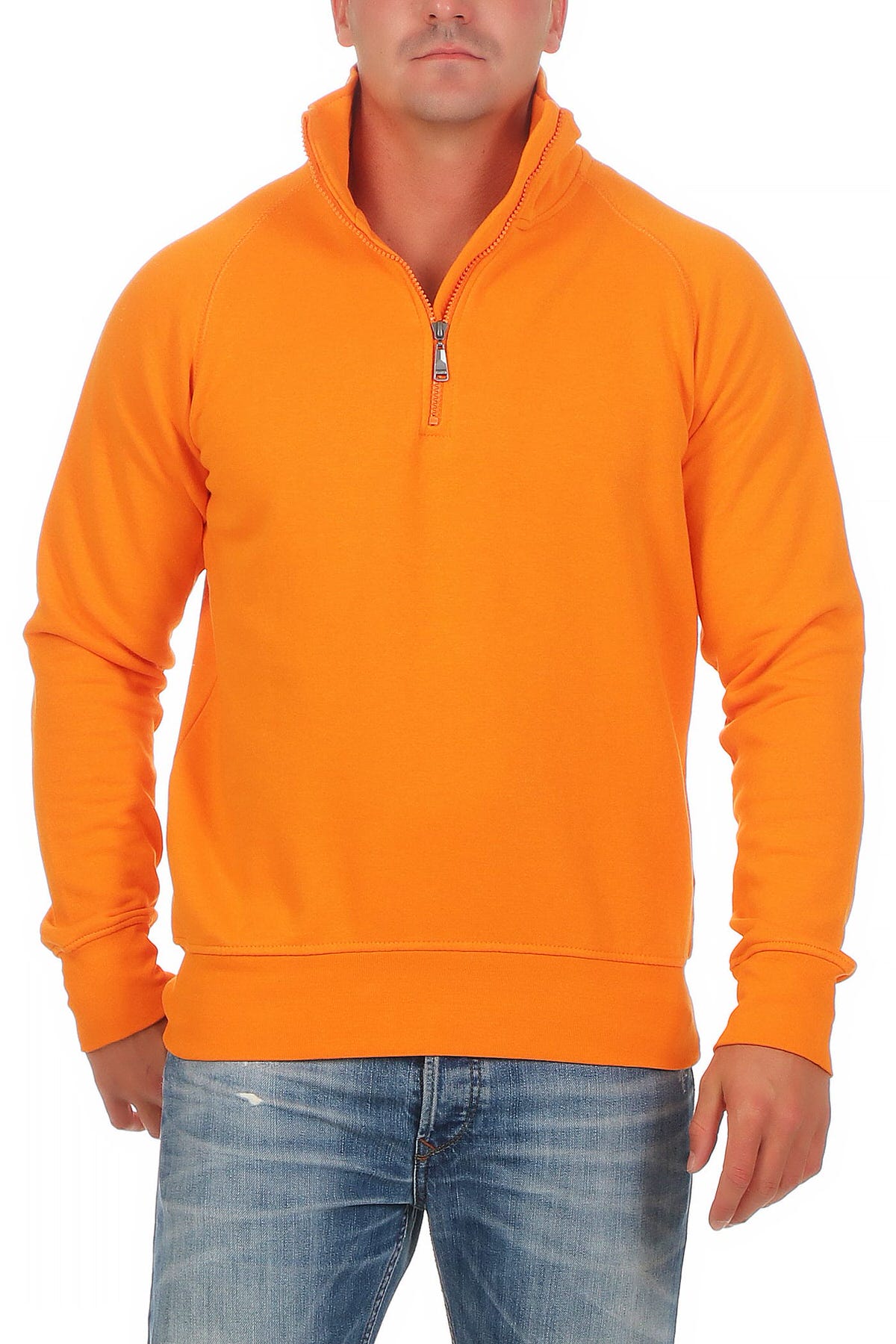 Herren Halfzip Pullover mit Stehkragen in Orange