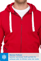 Sweatjacke für Männer mit dicken Bändeln in Rot