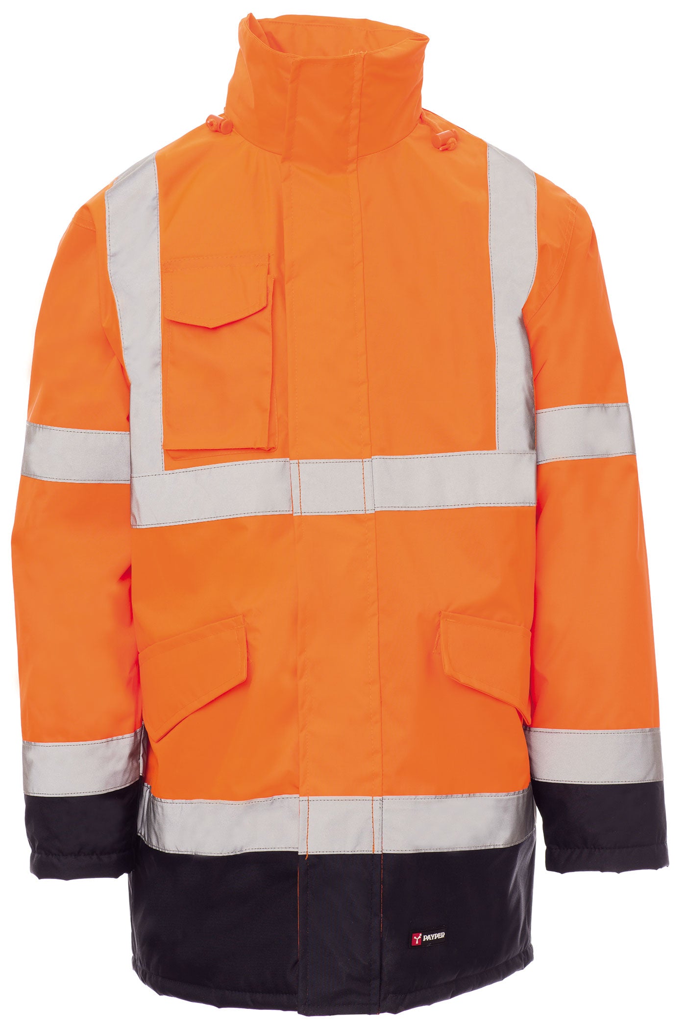 Zweifarbiger Warnschutzparka mit Reflexstreifen