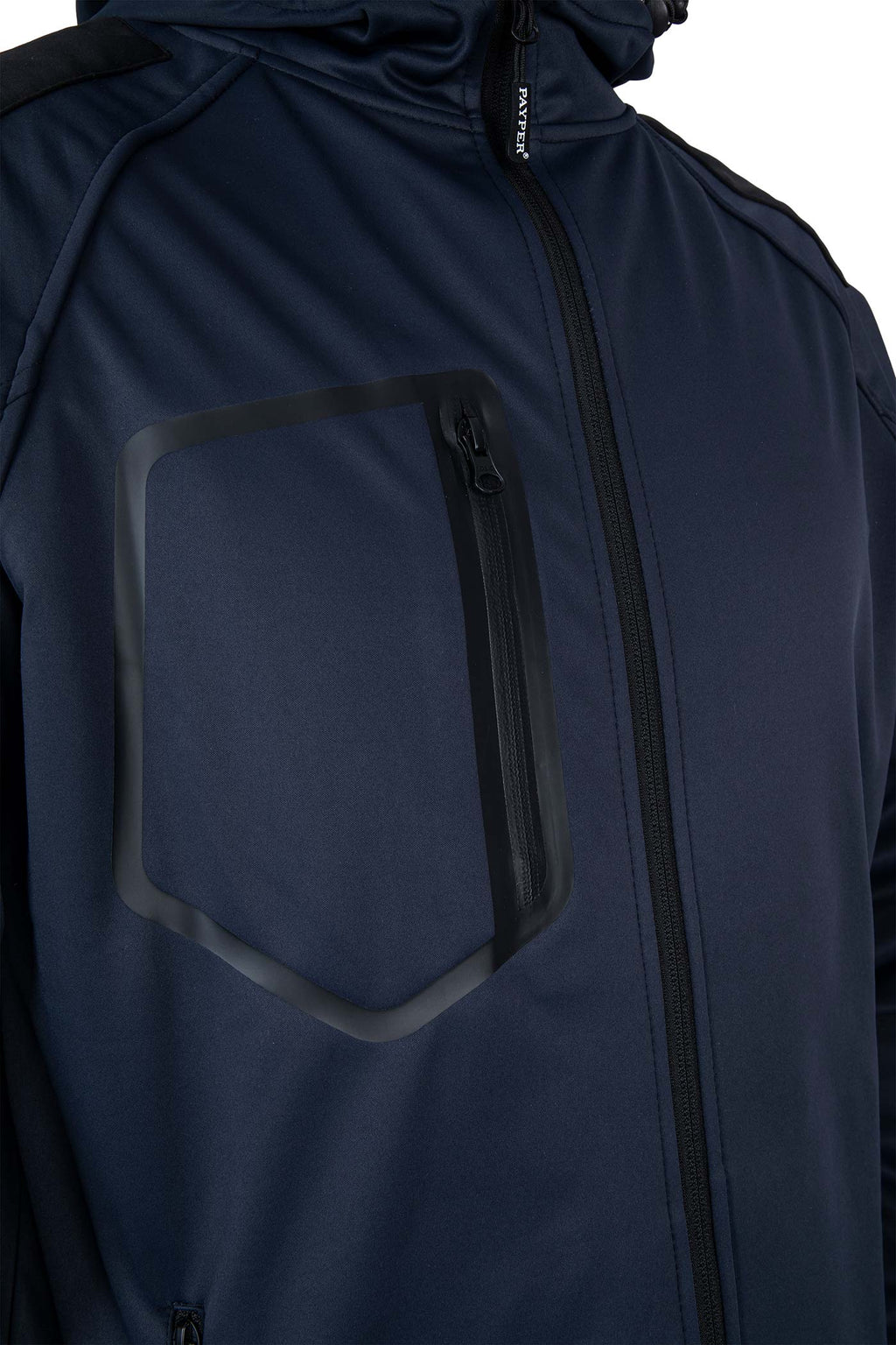 Herren Softshelljacke mit Brust und Armtasche in Dunkelblau