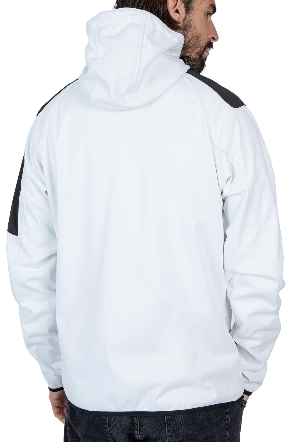 Softshelljacke mit Kapuze in großen Größen in Weiß