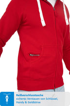 Seitentasche mit zusätzlichen Reißverschlussfach in Rot