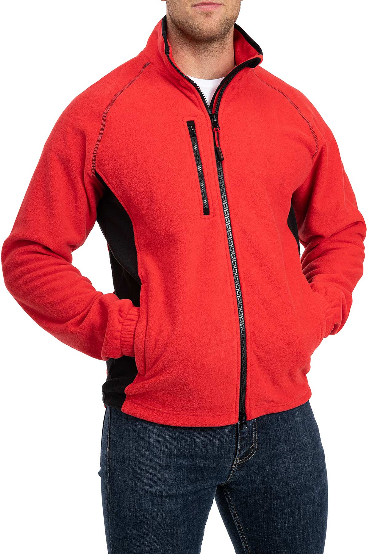 Fleecejacke für Herren in großen Größen in Rot