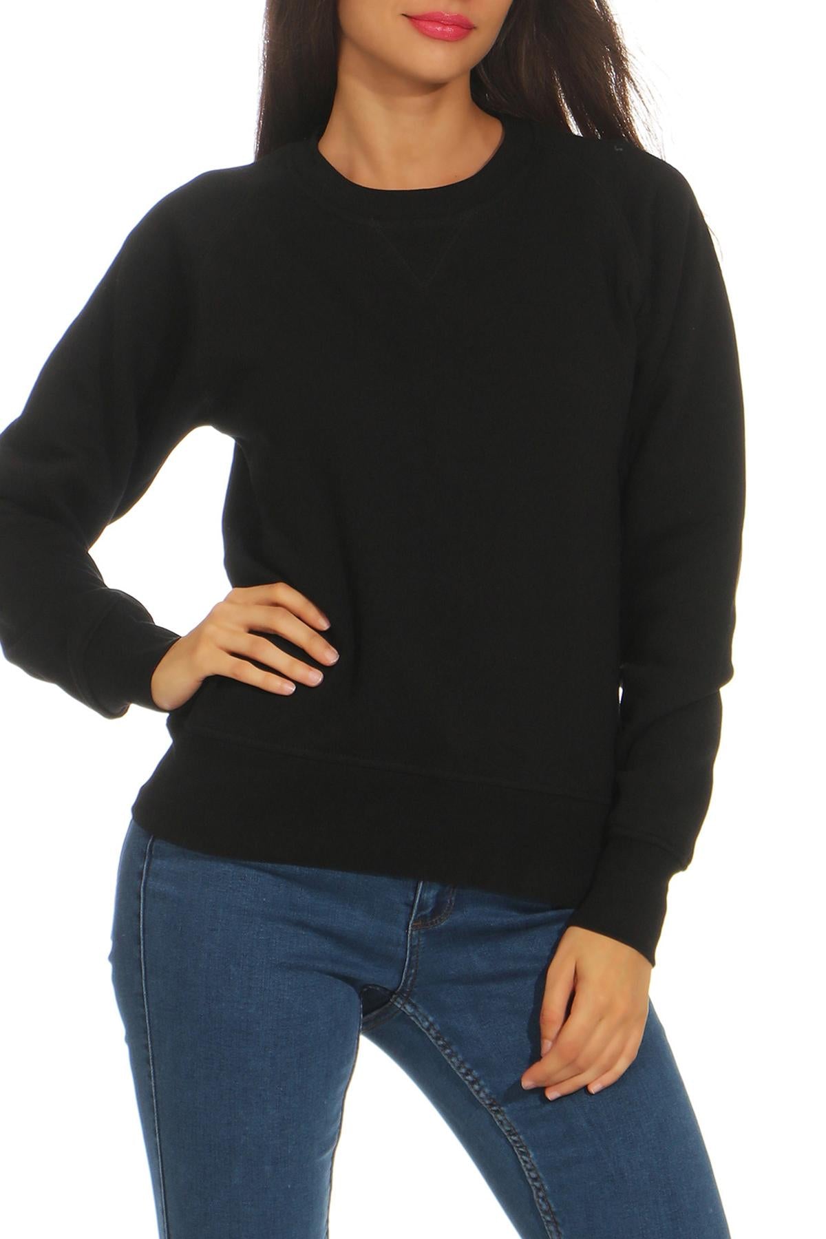 Damen Basic Sweatshirt Schwarz