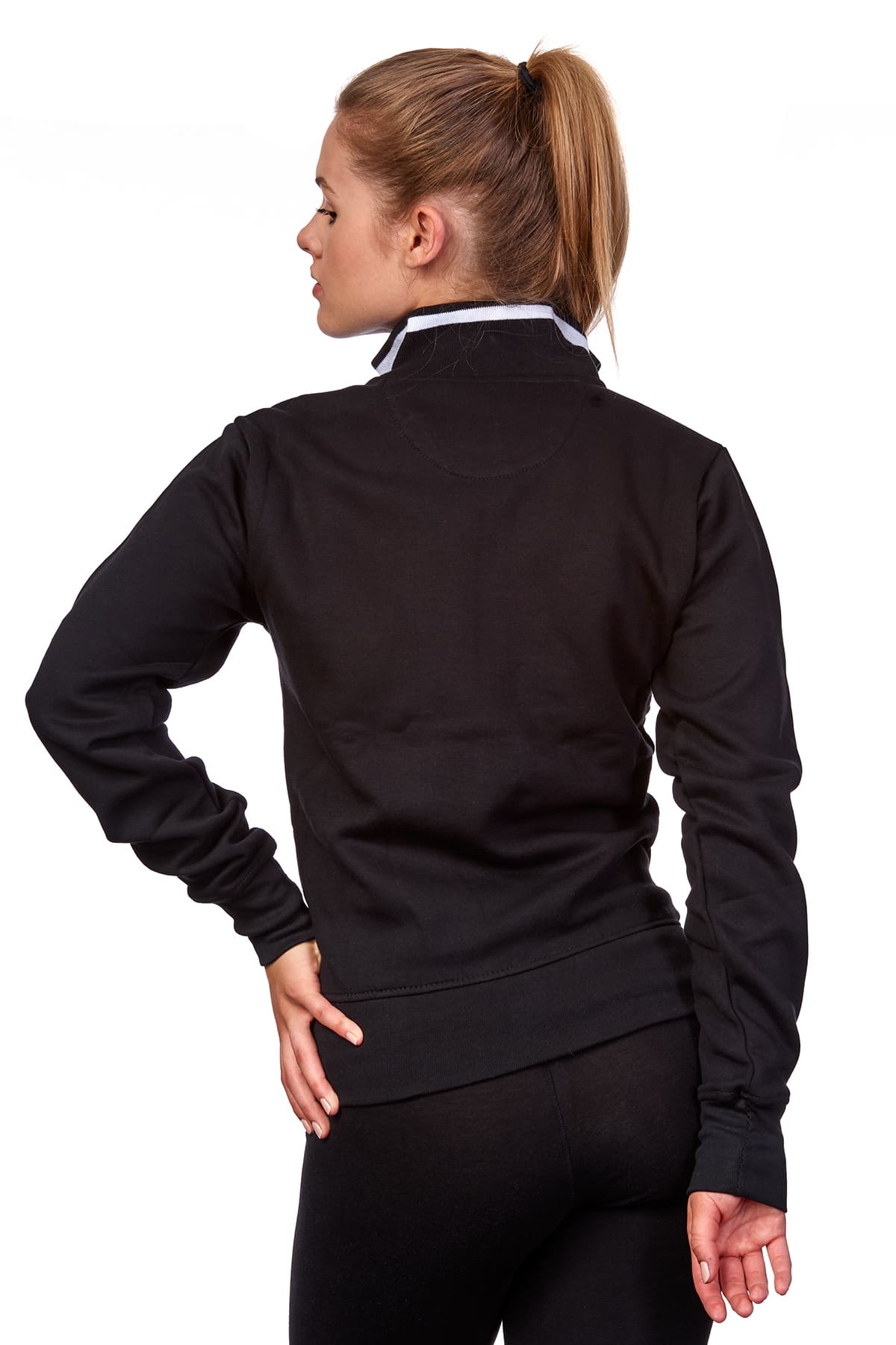 Damen Sweatjacke mit Stehkragen für Alltag & Freizeit in Schwarz