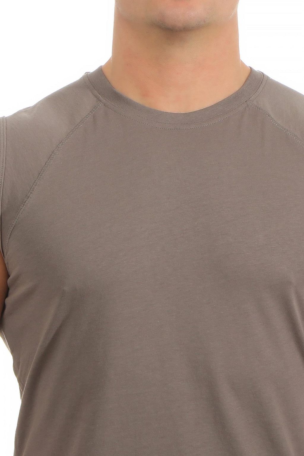 Tanktop aus Baumwolle mit Rundhalsausschnitt fuer Herren in Anthrazit