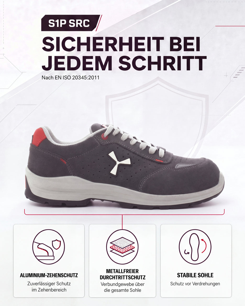 Herren Sicherheitsschuh Arbeitsschuh S1P atmungsaktiv Get Fresh Low