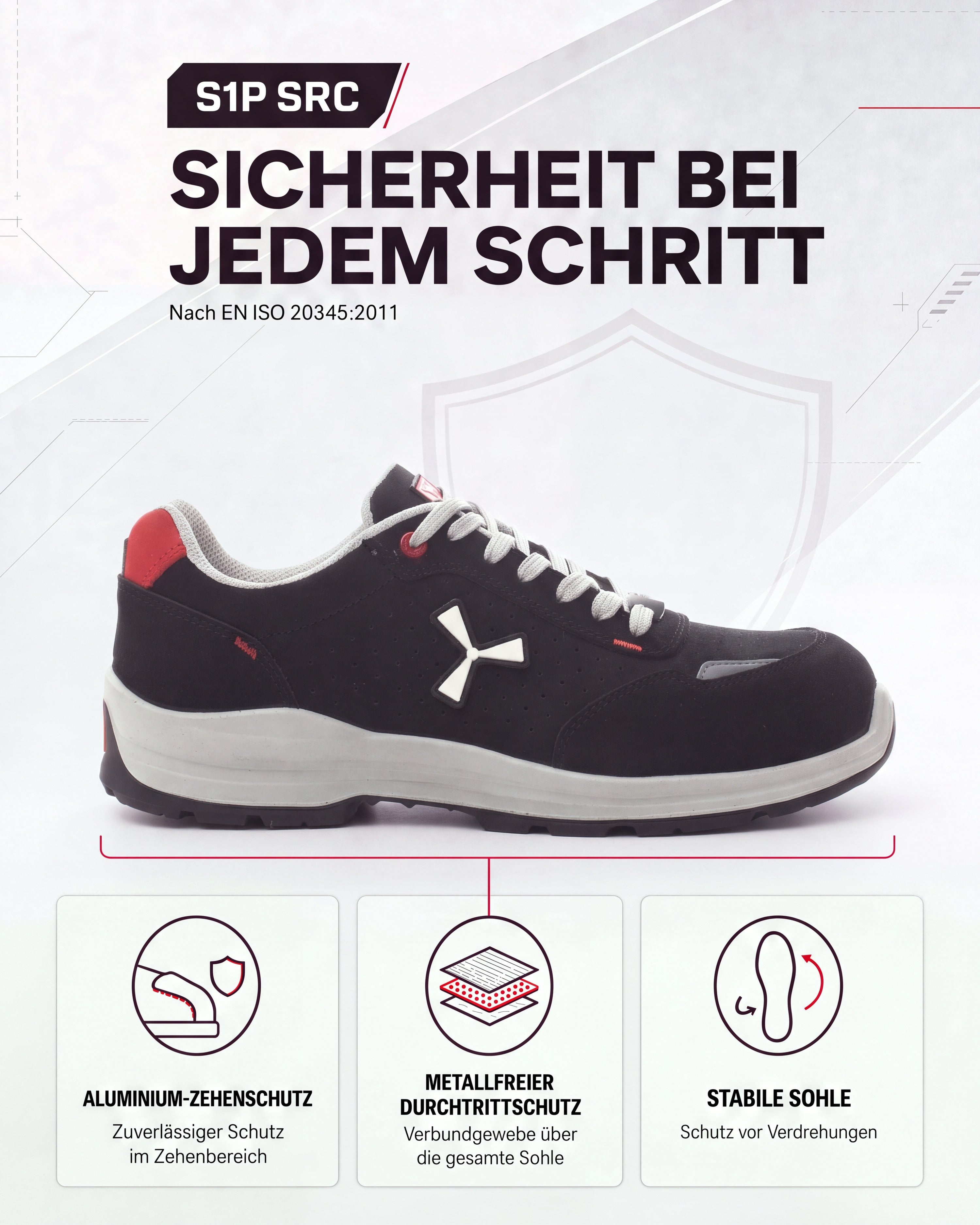 Herren Sicherheitsschuh Arbeitsschuh S1P atmungsaktiv Get Fresh Low