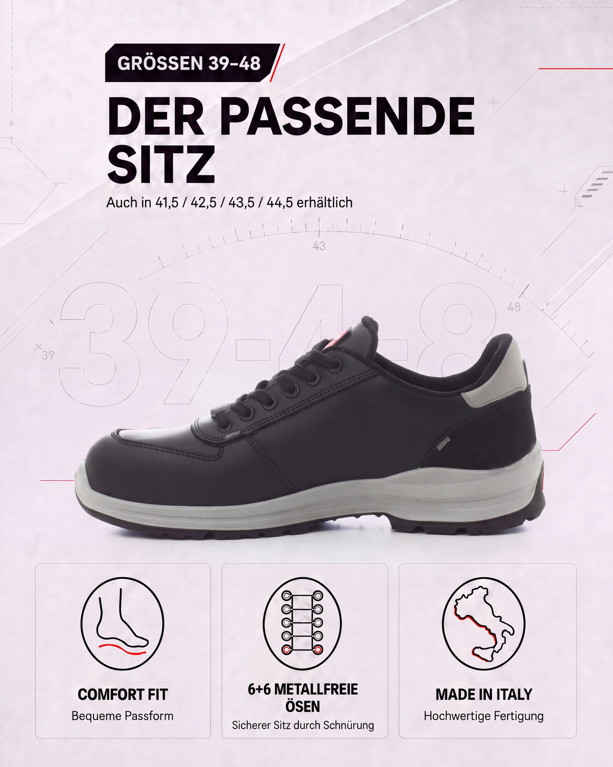 Herren Sicherheitshalbschuh Arbeitsschuh S3 Leder Get Force Low