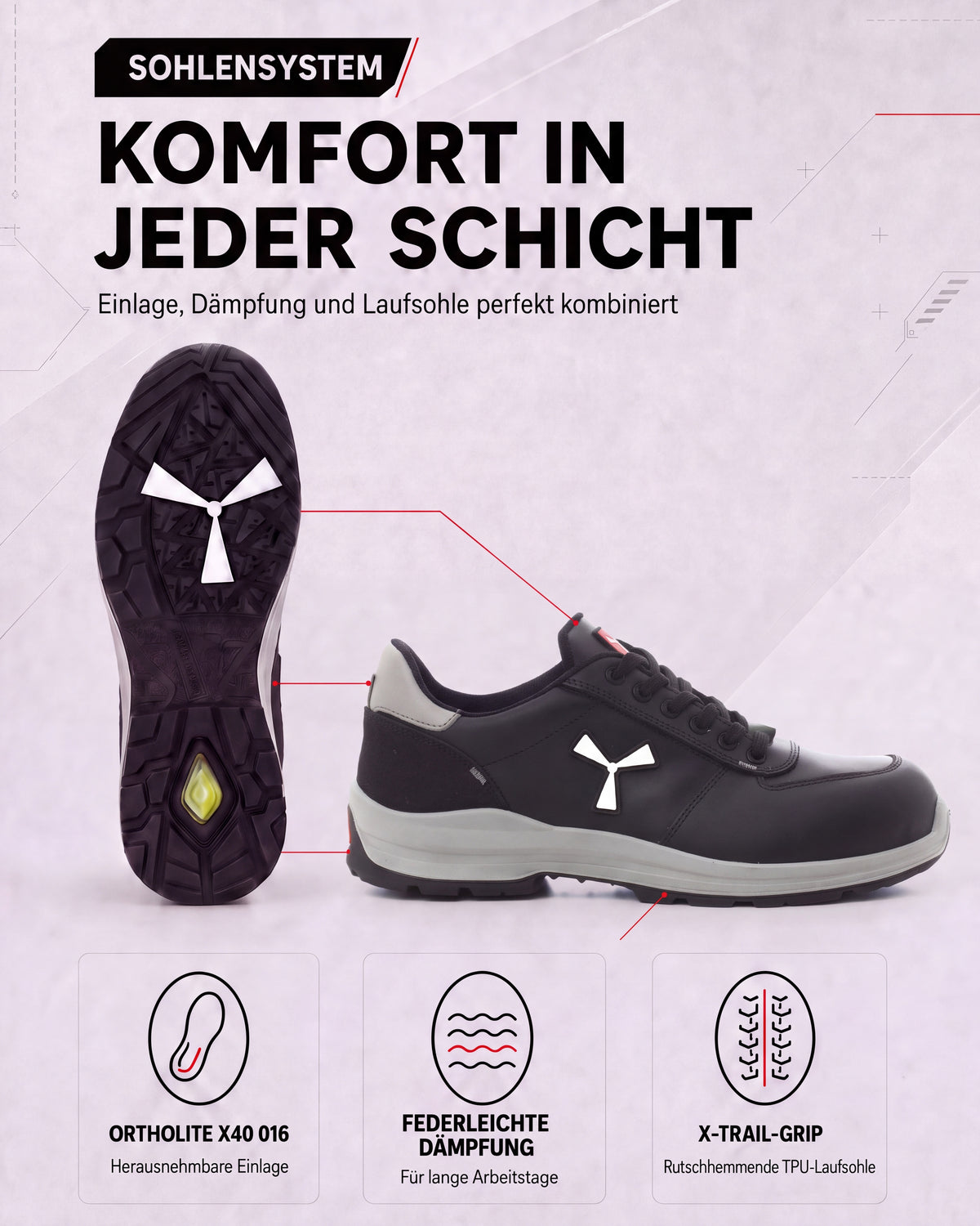 Herren Sicherheitshalbschuh Arbeitsschuh S3 Leder Get Force Low