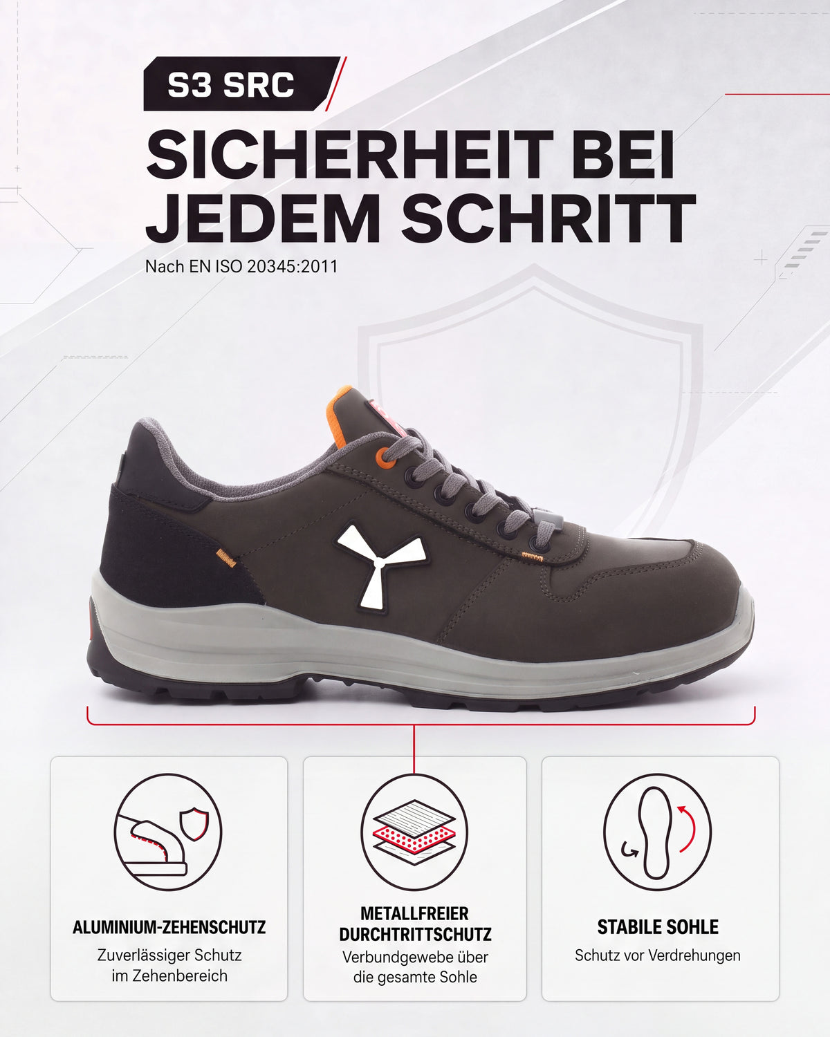 Herren Sicherheitshalbschuh Arbeitsschuh S3 Get Force Low