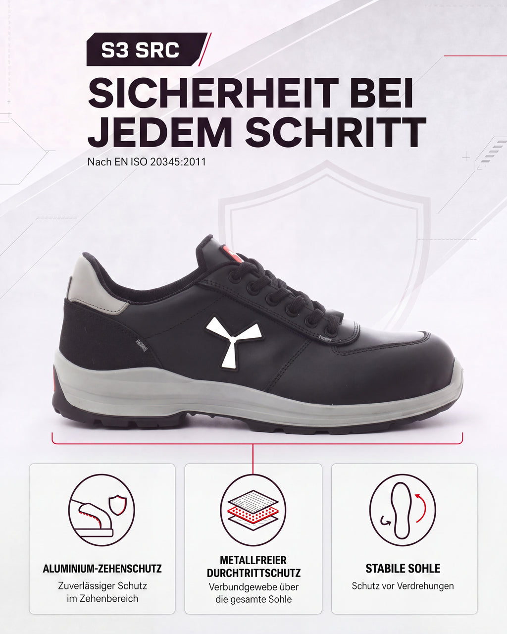 Herren Sicherheitshalbschuh Arbeitsschuh S3 Leder Get Force Low
