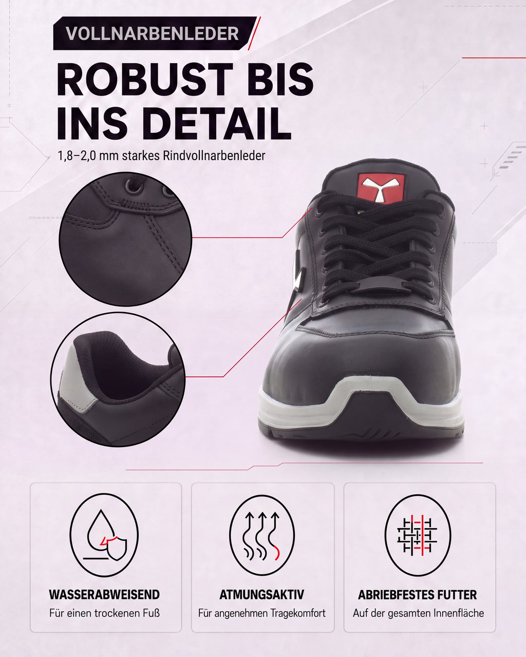 Herren Sicherheitshalbschuh Arbeitsschuh S3 Leder Get Force Low