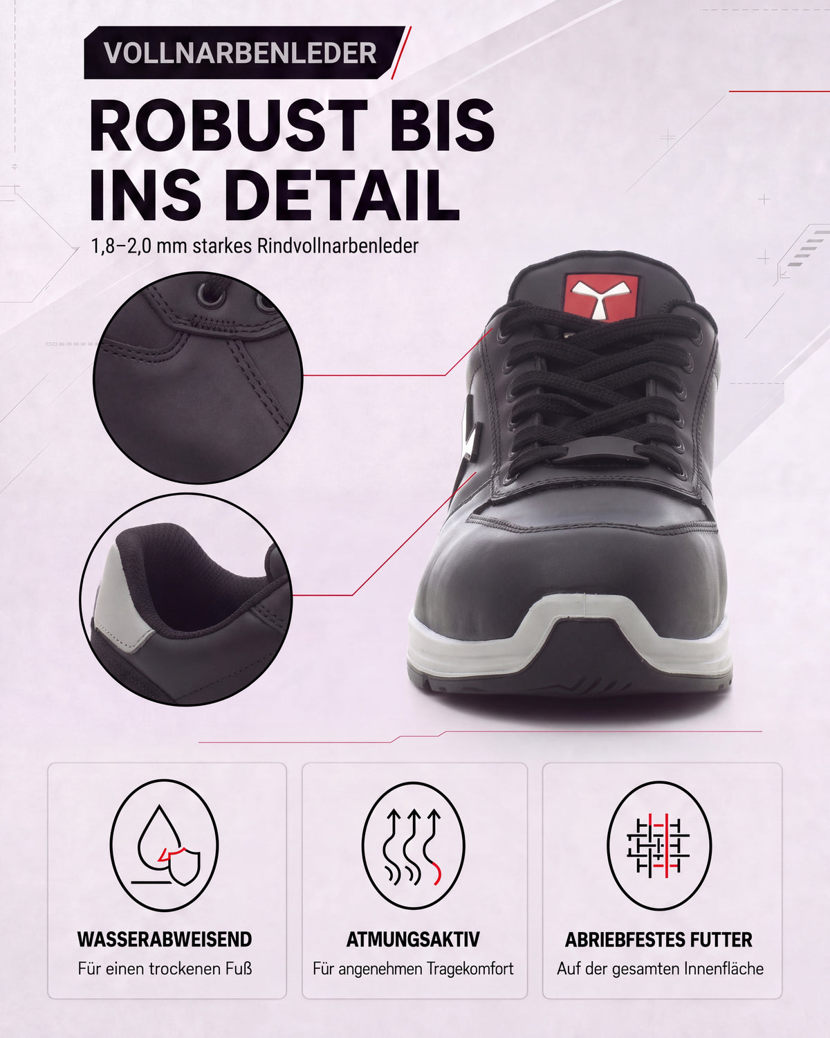 Herren Sicherheitshalbschuh Arbeitsschuh S3 Leder Get Force Low