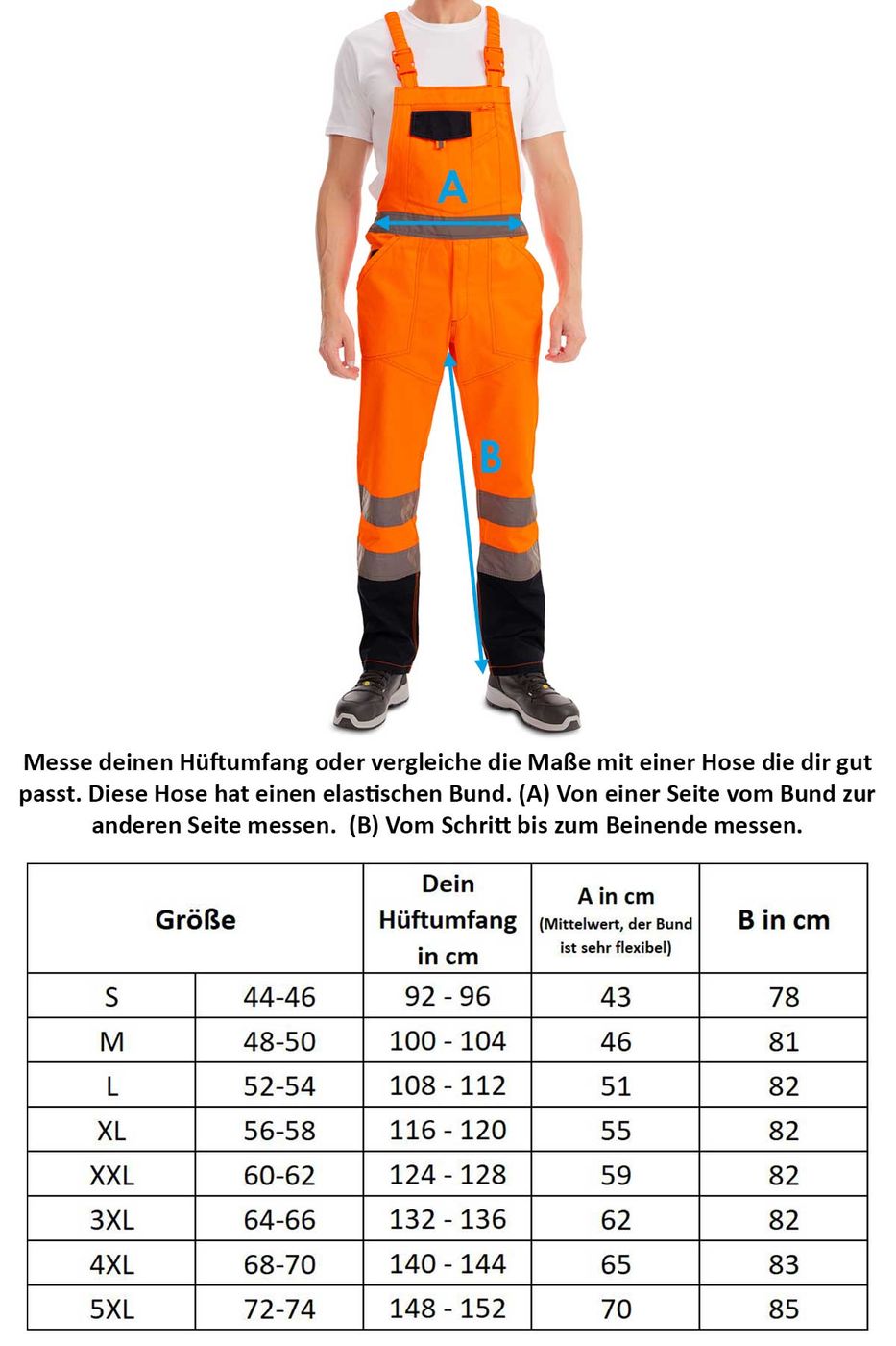 Herren Warnschutz Latzhose mit Gummibund EN ISO 20471 Klasse 2 Skill