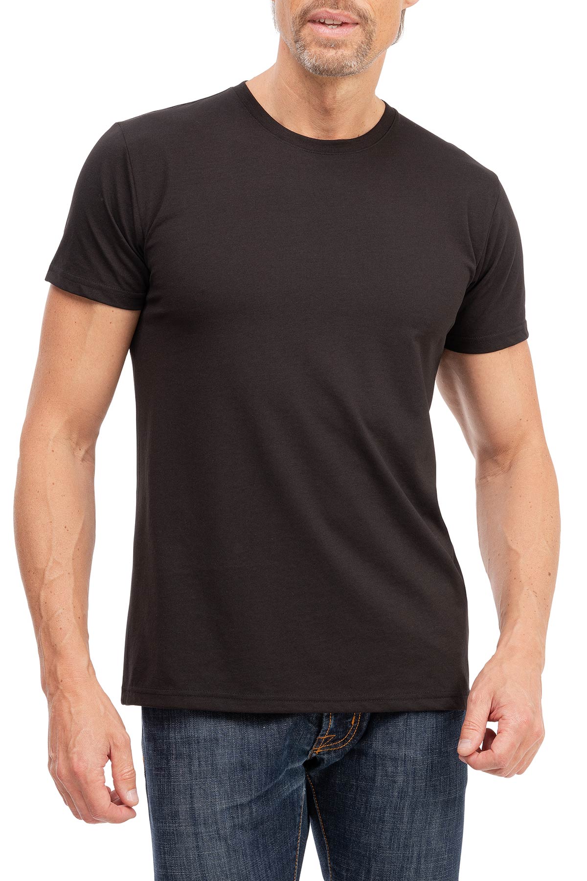 Herren T-Shirt Rundhals Meliert Comfort Bügelfrei