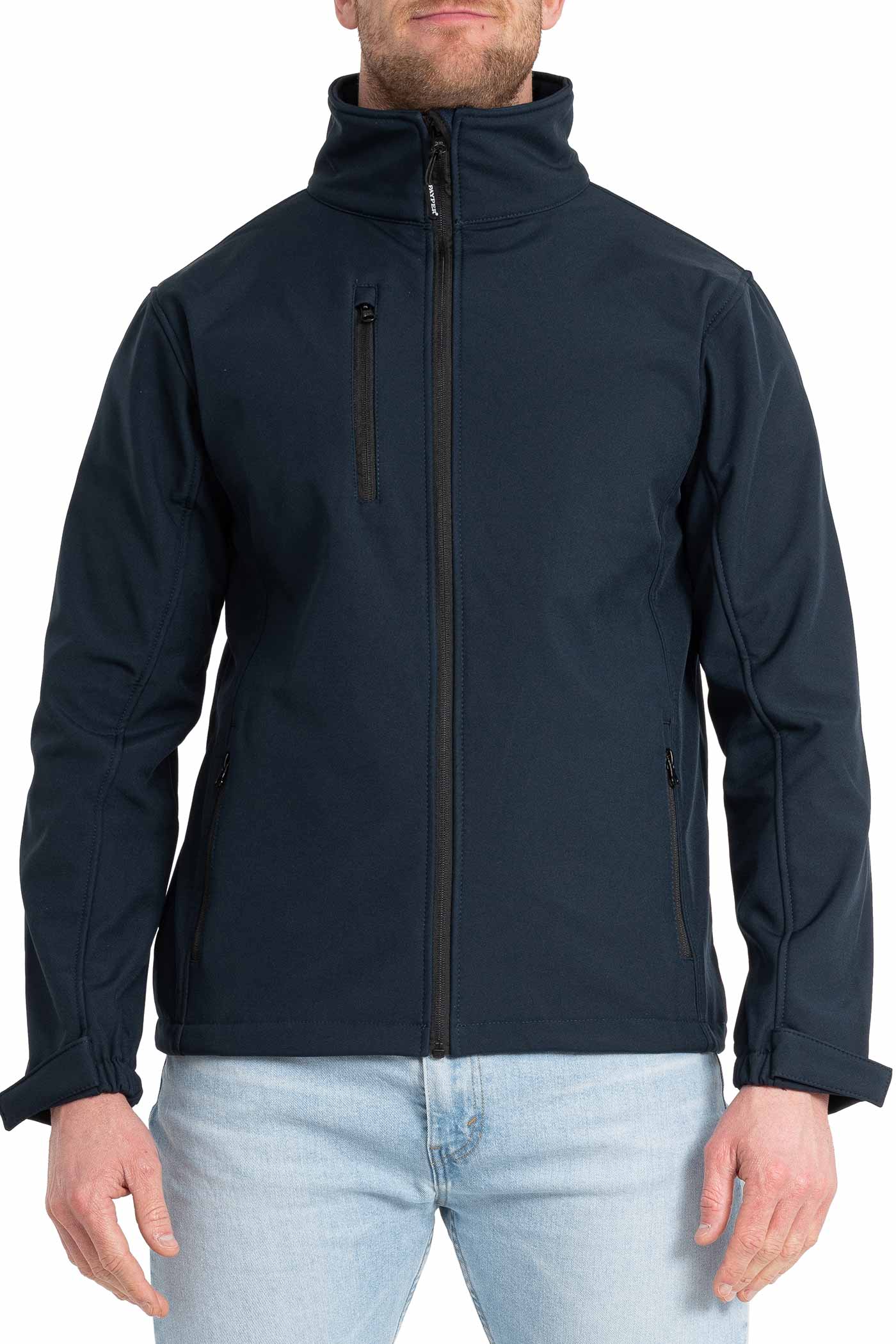 Herren Softshelljacke für die Arbeit mit Brusttasche in Dunkelblau
