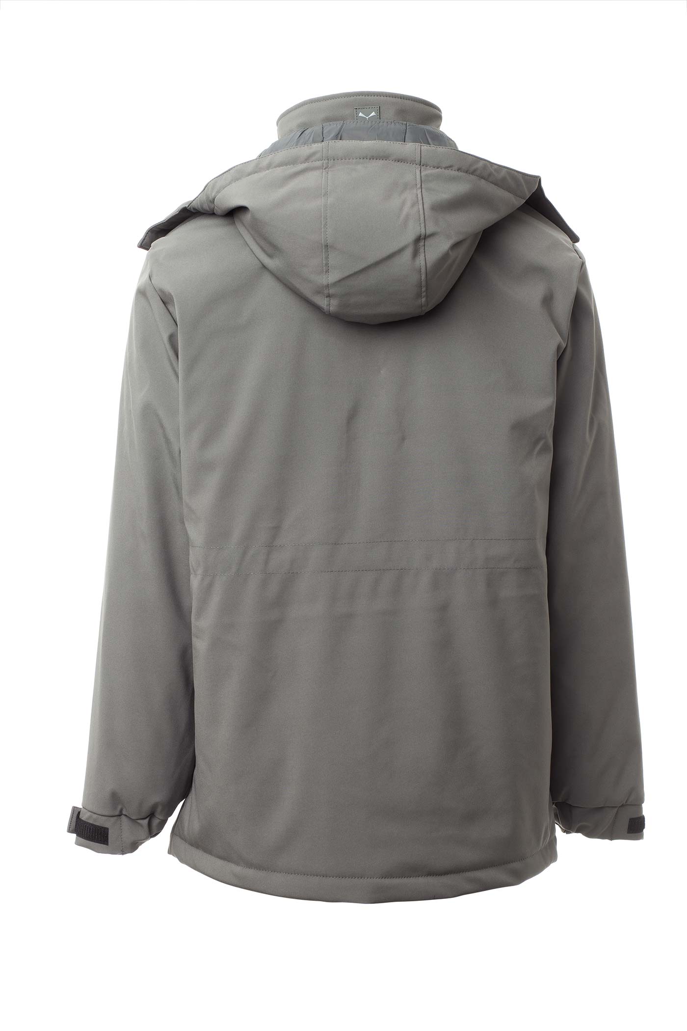 Herren Winterjacke Softshell Rückseite mit Kapuze in Grau