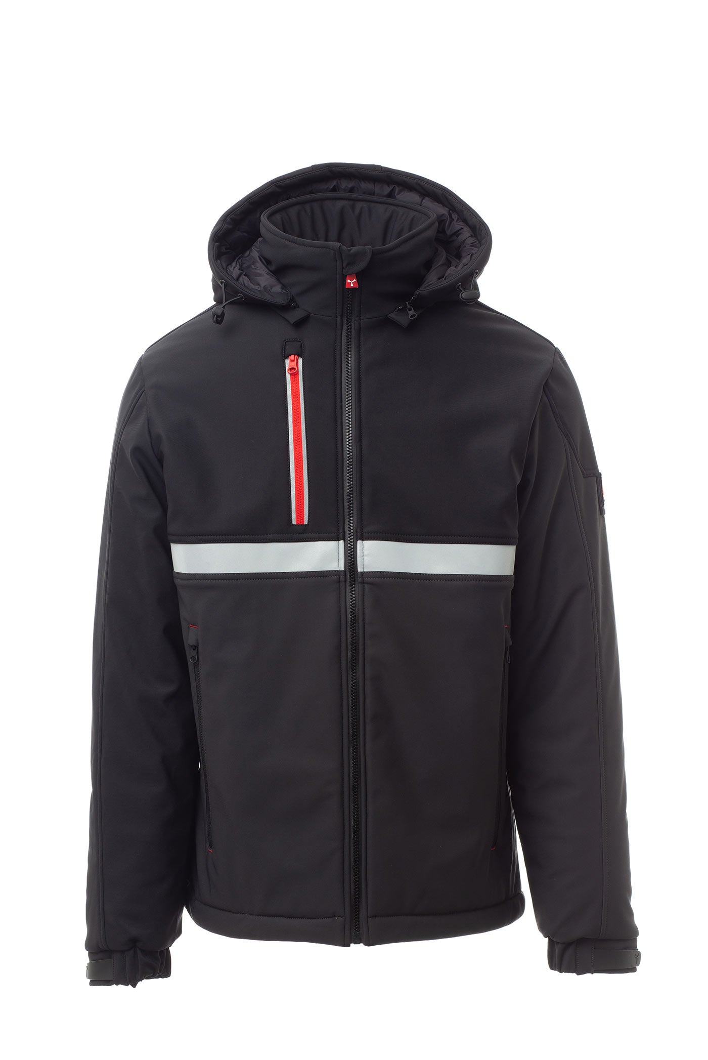 Herren gefütterte Winterjacke mit Brusttasche und Stehkragen in Anthrazit