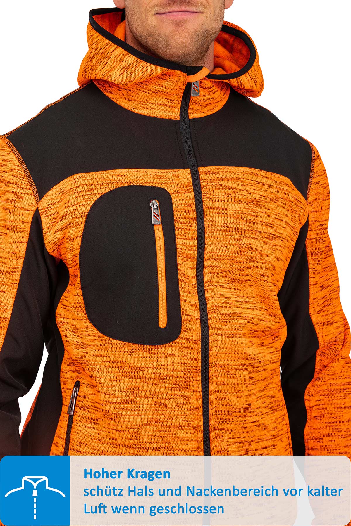 Herren Jacke aus Strickgewebe mit Brusttasche in Orange