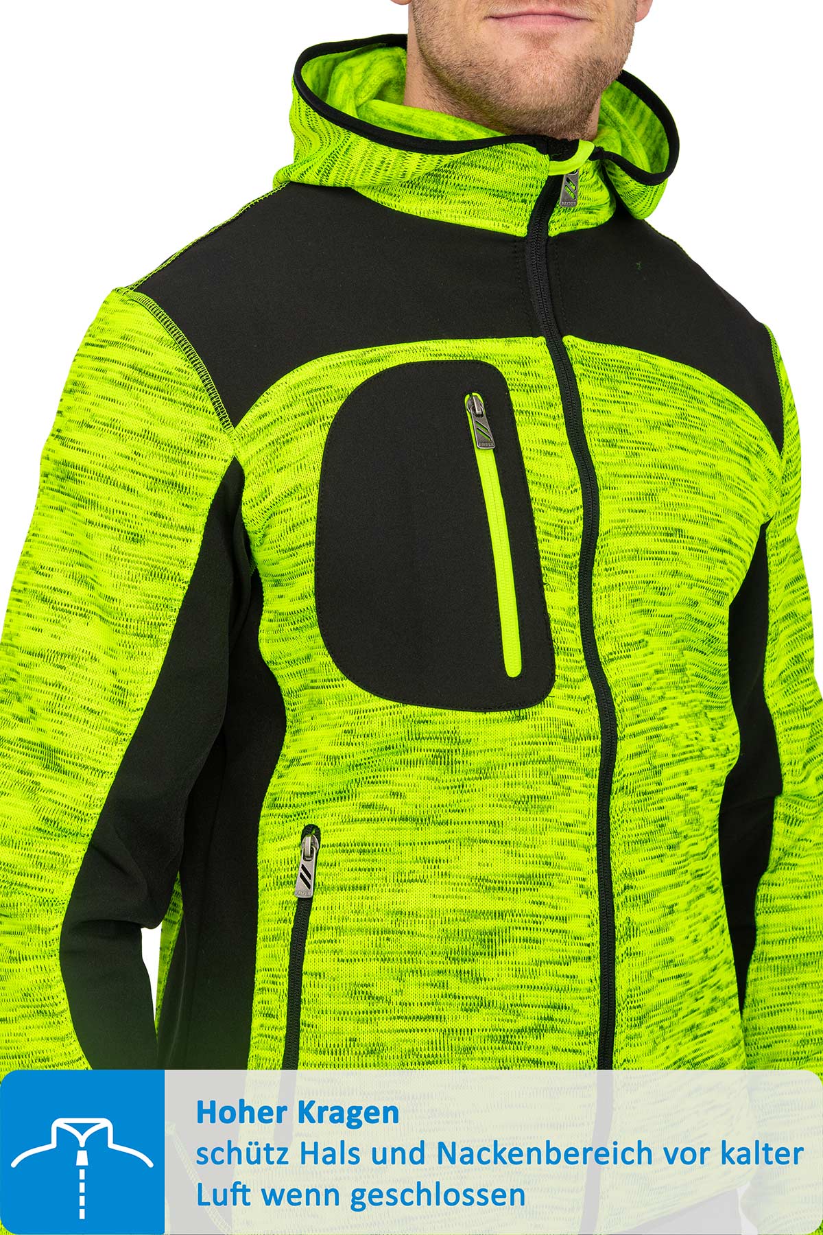 Herren Jacke aus Strickgewebe mit Brusttasche in Gelb