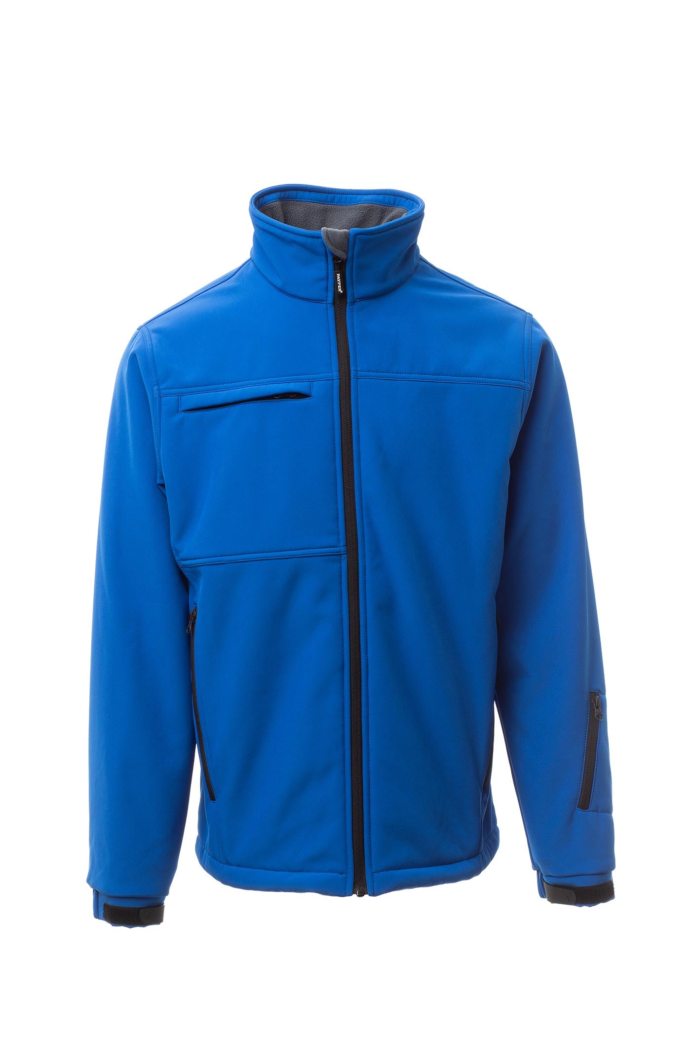 Herren Softshelljacke mit Seitentaschen und Brusttasche mit Reißverschluss in Blau