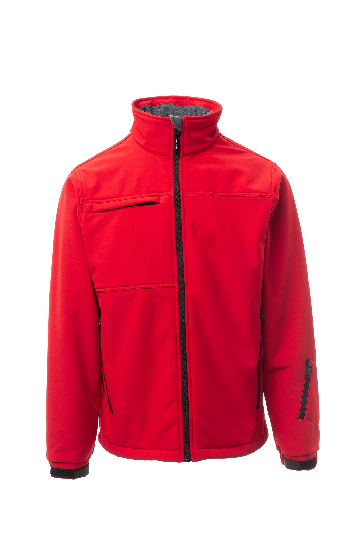 Herren Softshelljacke mit Seitentaschen und Brusttasche mit Reißverschluss in Rot