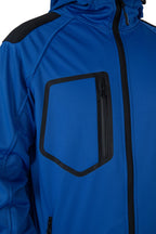 Herren Softshelljacke mit Brust und Armtasche in Blau