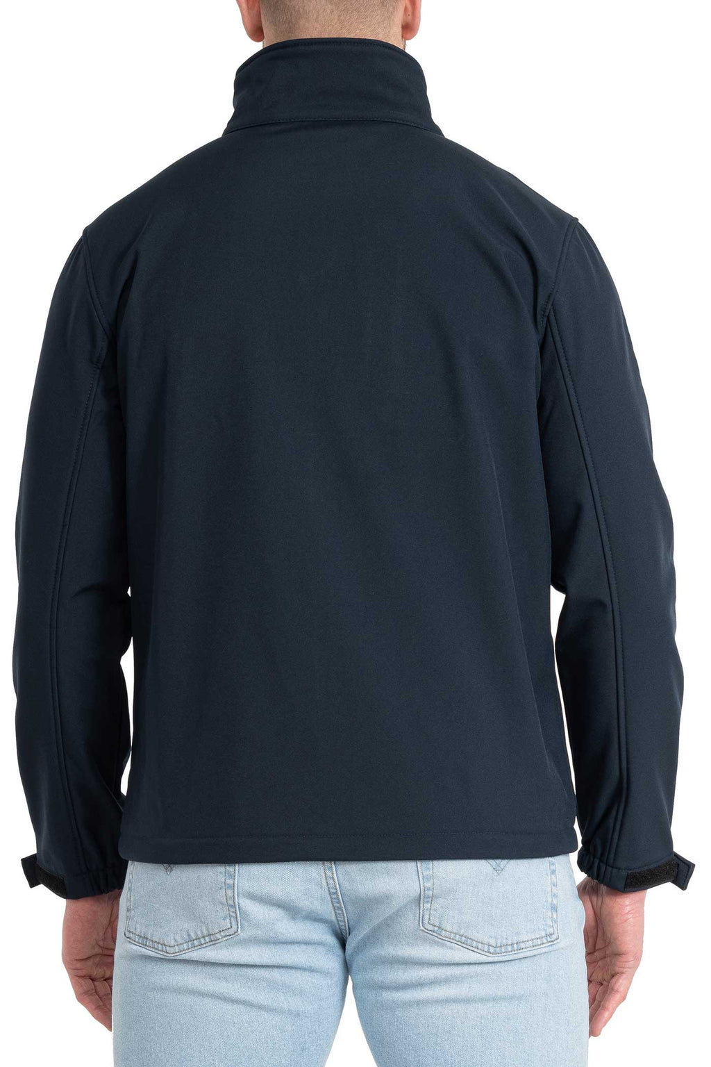 Herren Softshelljacke mit Stehkragen in Dunkelblau