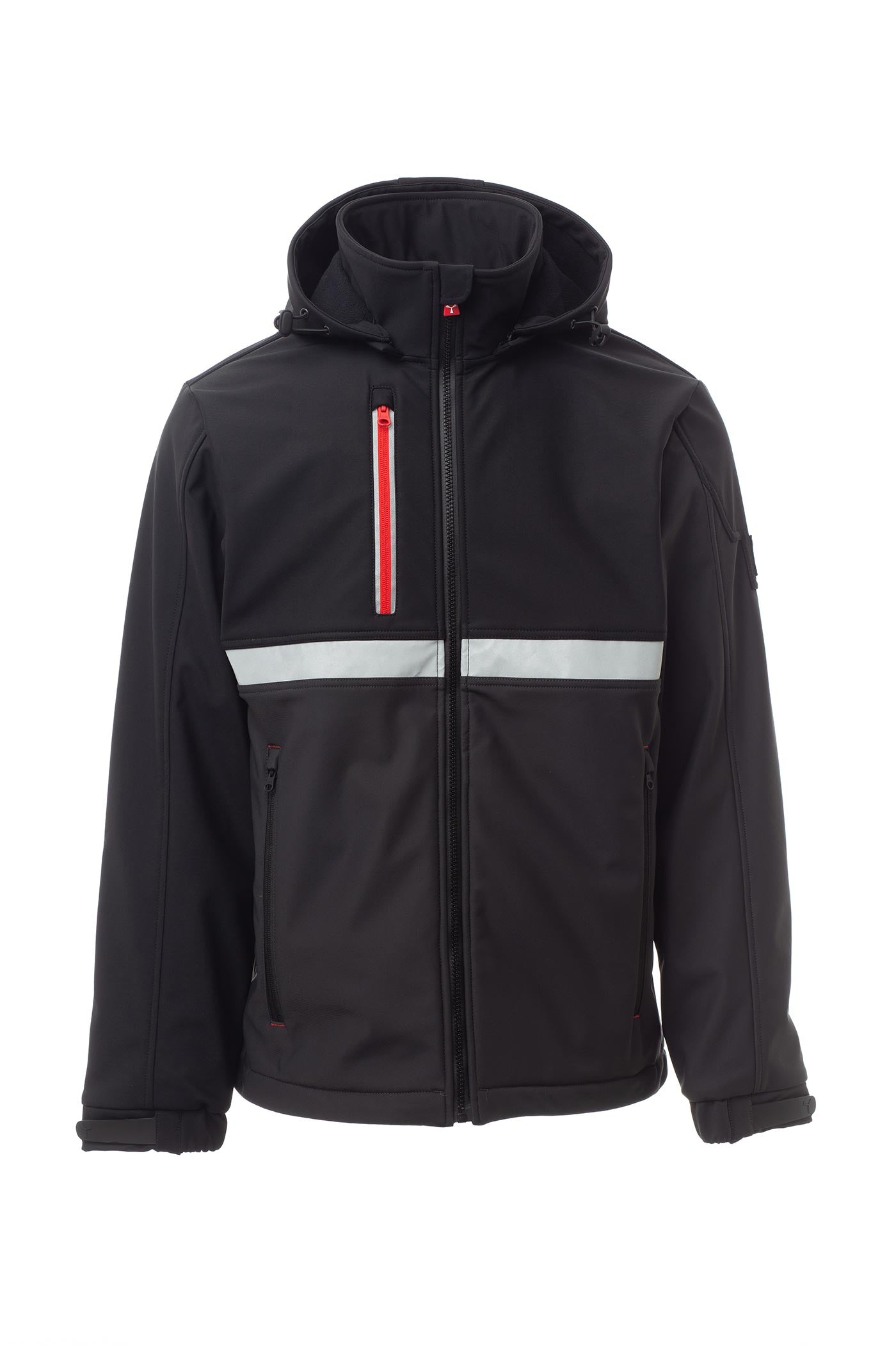 Herren Softshelljacke mit Reißverschlusstaschen und Kapuze in Anthrazit