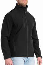 Herren Softshelljacke mit Seitentasche mit Reißverschluss in Schwarz
