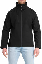 Herren Softshelljacke für die Arbeit mit Brusttasche in Schwarz
