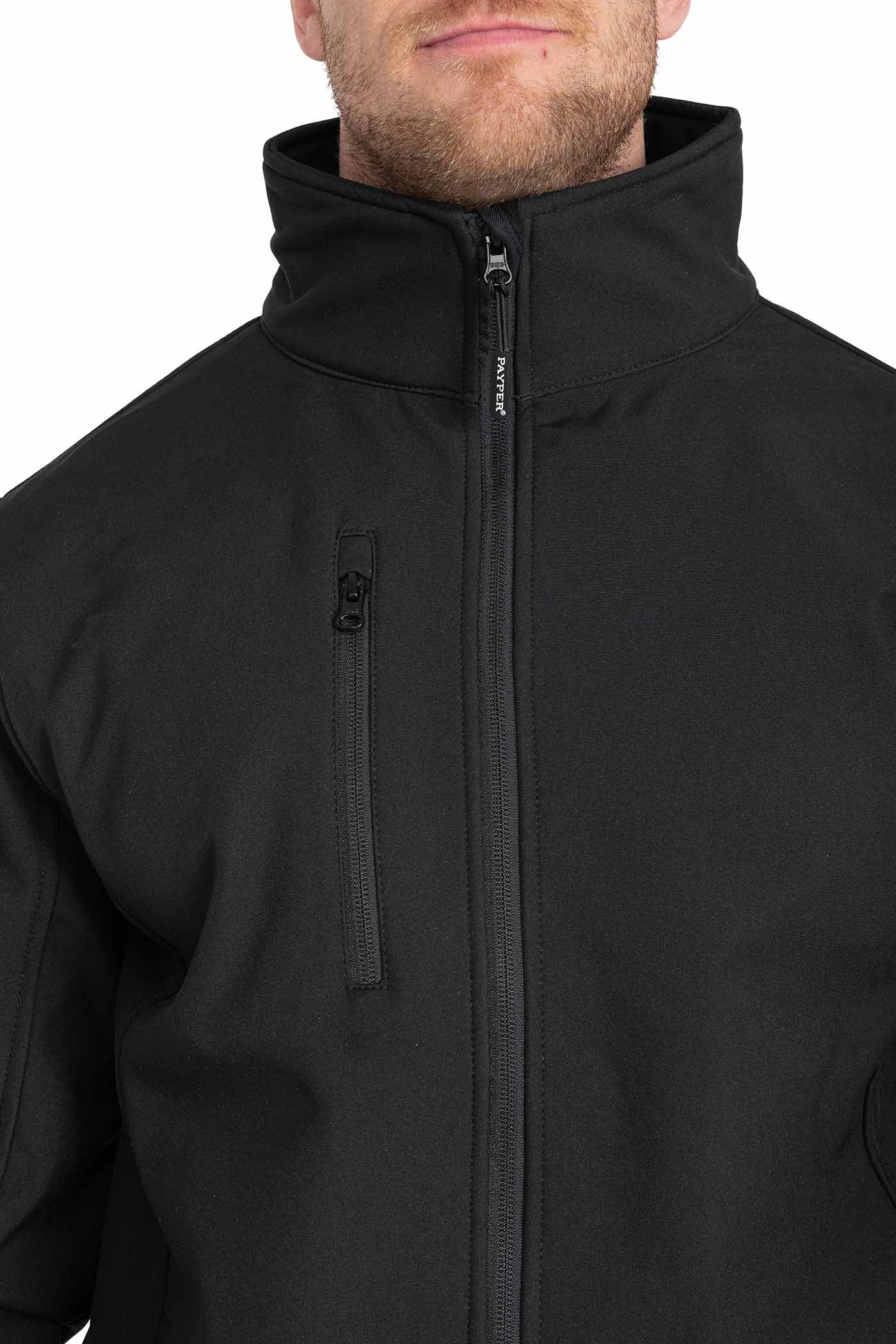 Herren Softshelljacke mit Brusttasche in Schwarz