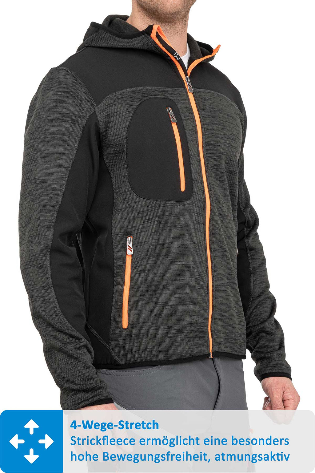 Herren Softshelljacke mit funktionalen Taschen in Anthrazit