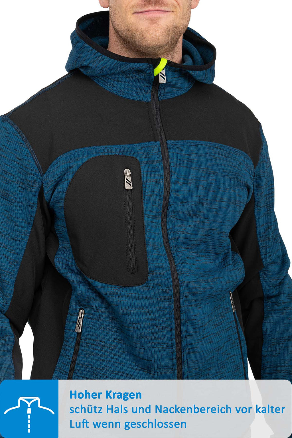 Herren Jacke aus Strickgewebe mit Brusttasche in Blau
