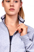 Sweatjacke für Frauen mit Kontrastnähten Grau meliert