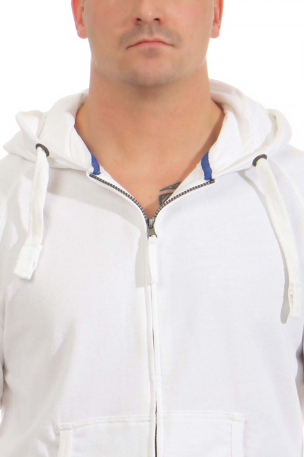 Sweatjacke für Männer mit Kapuze in Weiß