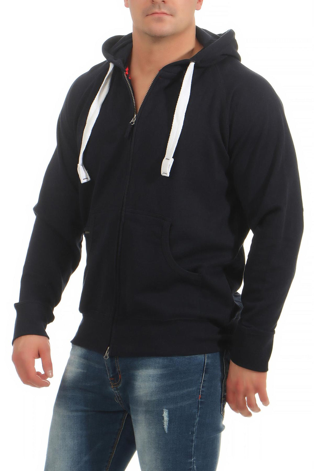Herren Sweatjacke mit Kordelzug in Dunkelblau