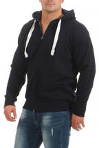 Herren Sweatjacke mit Kordelzug in Dunkelblau