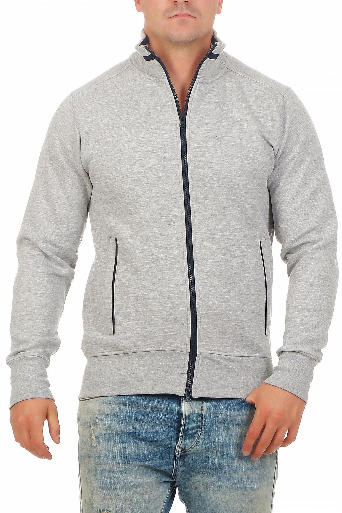 Herren Sweatjacke mit Seitentaschen in Grau