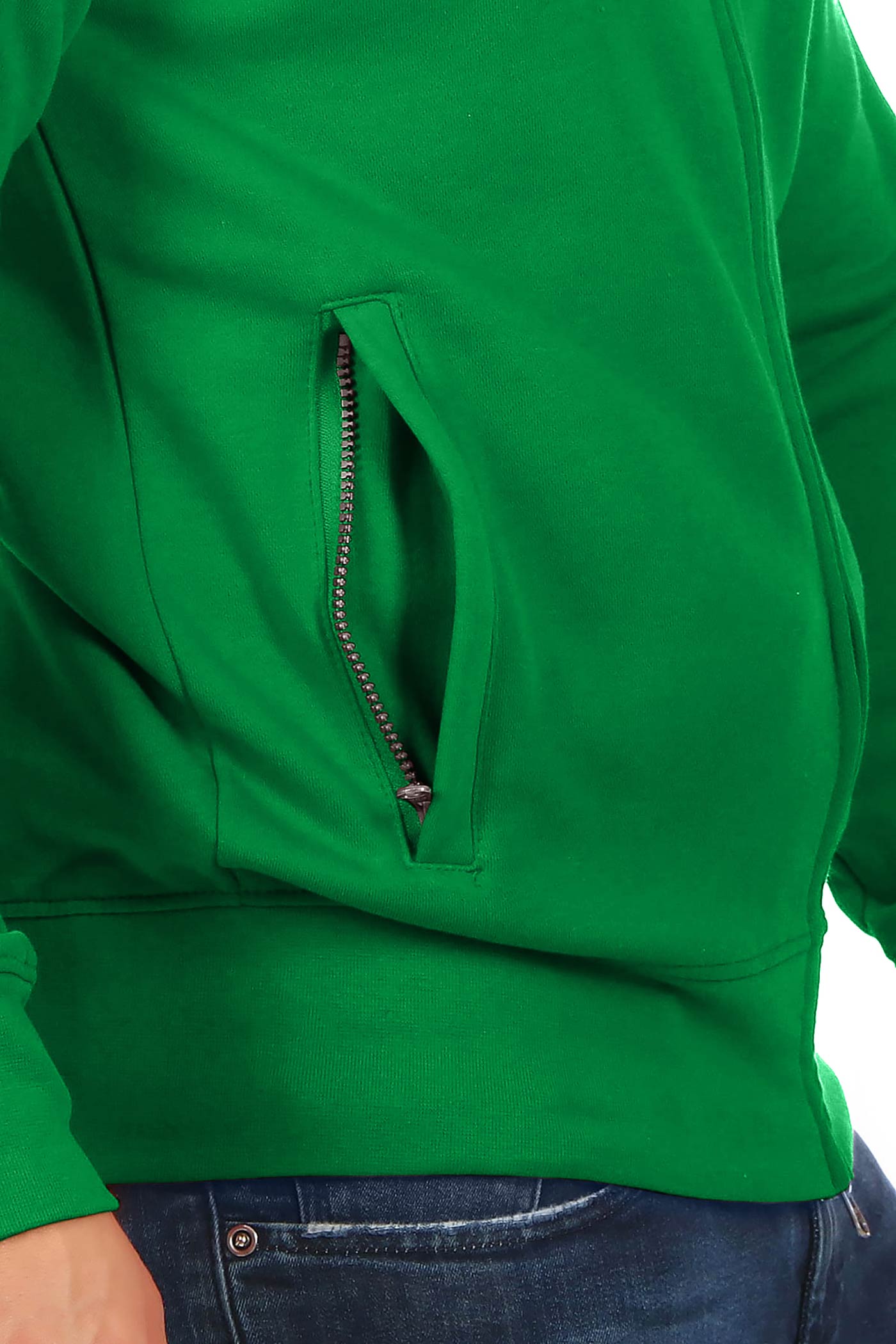 robuste Sweatjacke mit Seitentaschen in Gelbgrün