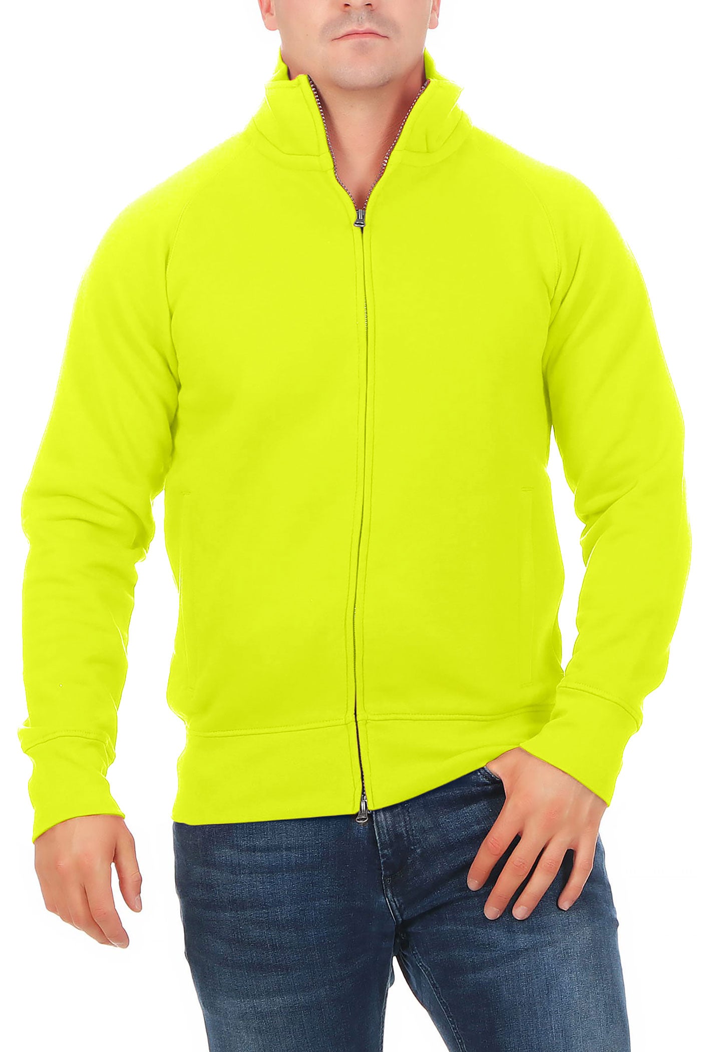 Herren Sweatjacke in großen Größen in Neongelb